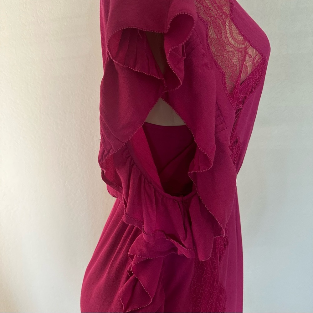 IRO Zestful Short Sleeve Ruffle Mini Dress Fushia S - Picture 12 of 13